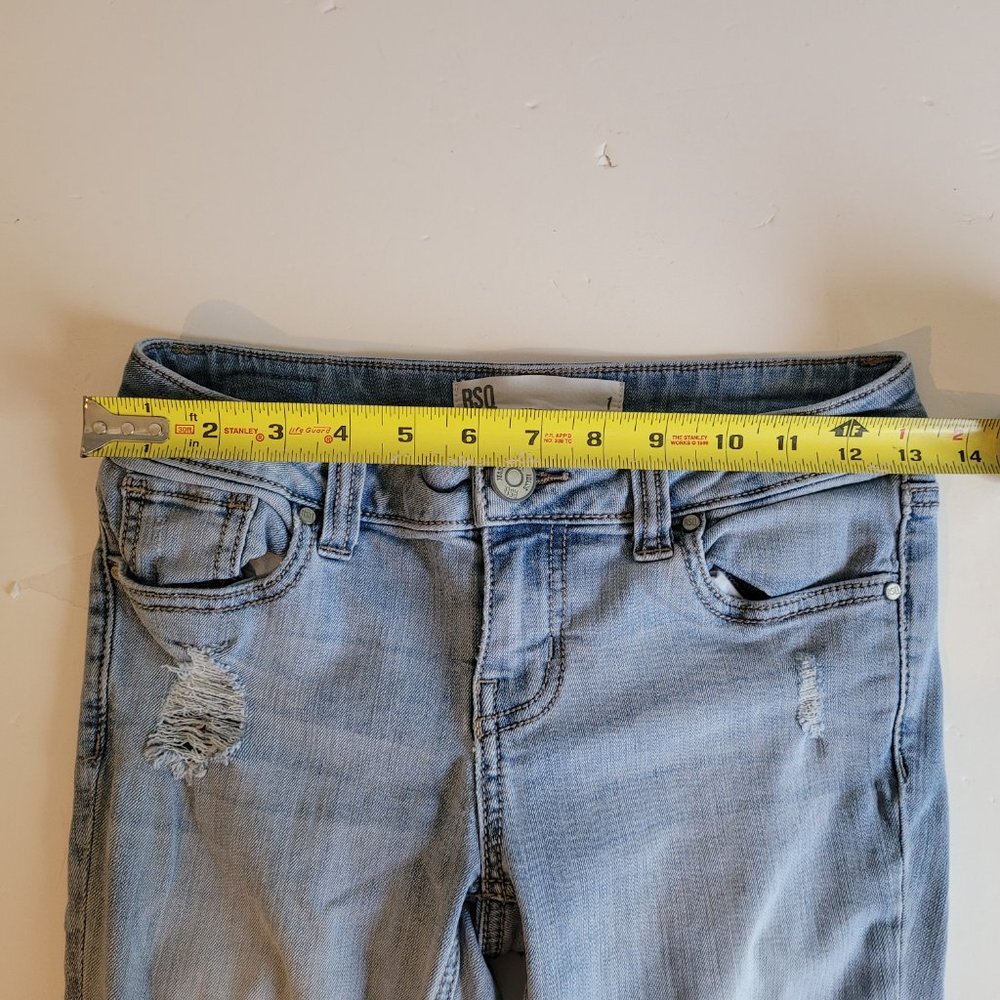 RSQ Women Distress Melrose Cuff Ankle Blue Skinny Jeans Size 1 Pocket Low Rise - Picture 9 of 10